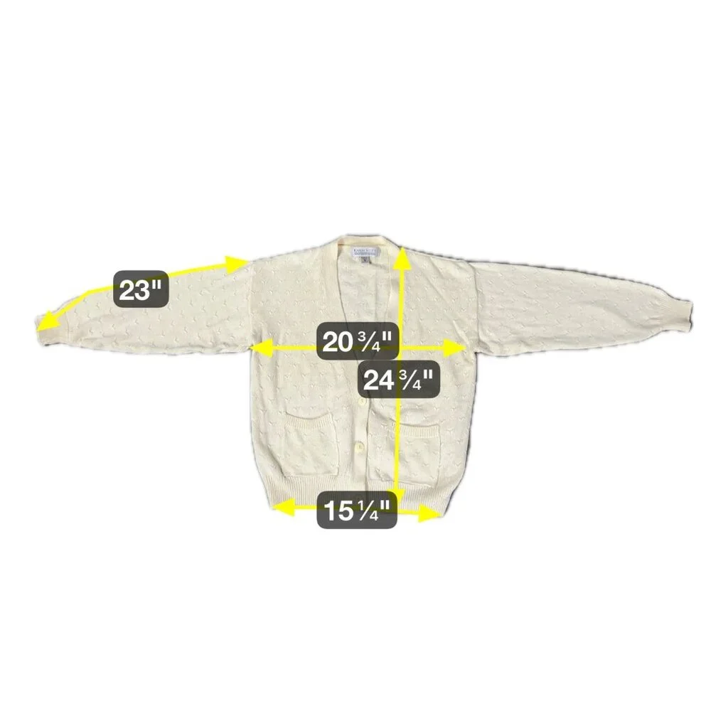 Vintage Cardigan Sweater Karen Scott USA Cotton Pale Yellow Womens Small 1980s - Picture 9 of 9